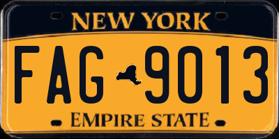 NY license plate FAG9013