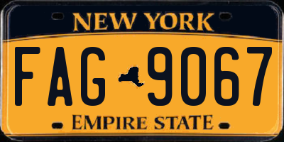 NY license plate FAG9067