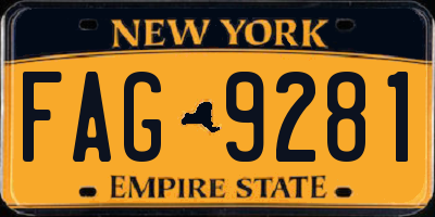 NY license plate FAG9281