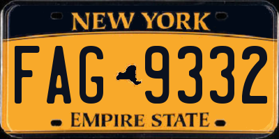 NY license plate FAG9332
