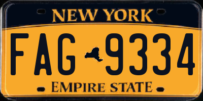 NY license plate FAG9334