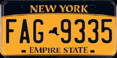 NY license plate FAG9335