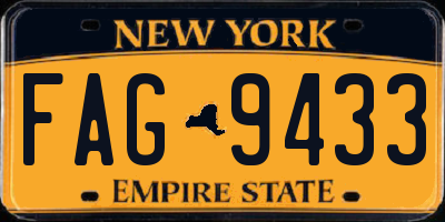 NY license plate FAG9433