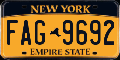 NY license plate FAG9692