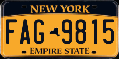 NY license plate FAG9815
