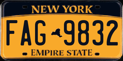 NY license plate FAG9832