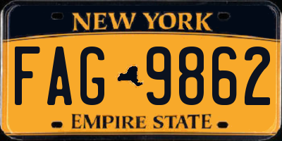 NY license plate FAG9862