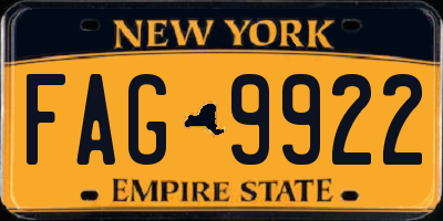 NY license plate FAG9922