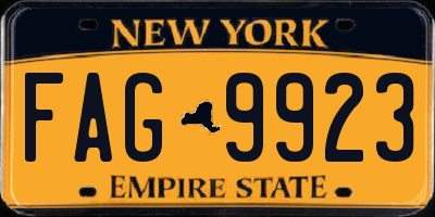 NY license plate FAG9923