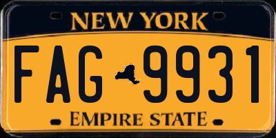 NY license plate FAG9931