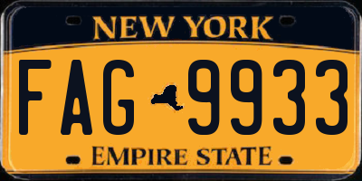 NY license plate FAG9933