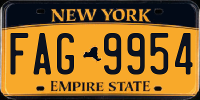 NY license plate FAG9954