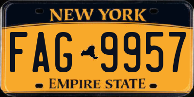 NY license plate FAG9957