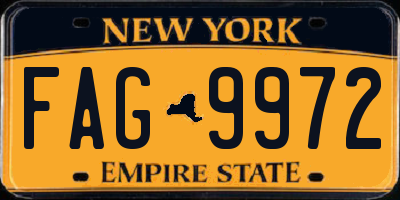 NY license plate FAG9972
