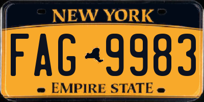 NY license plate FAG9983