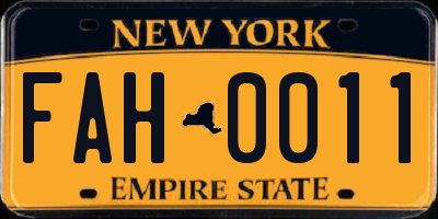NY license plate FAH0011