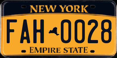 NY license plate FAH0028