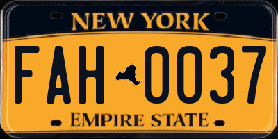 NY license plate FAH0037