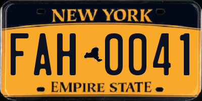 NY license plate FAH0041