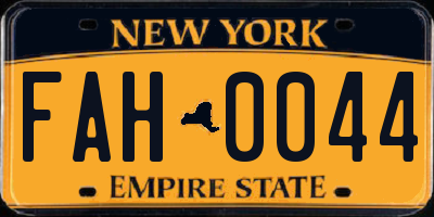 NY license plate FAH0044