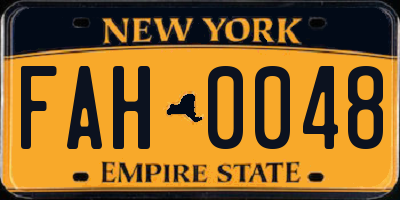 NY license plate FAH0048