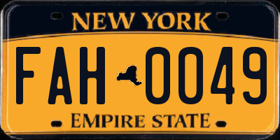 NY license plate FAH0049