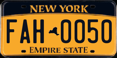 NY license plate FAH0050