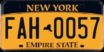 NY license plate FAH0057