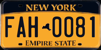 NY license plate FAH0081