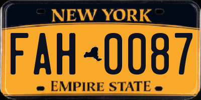 NY license plate FAH0087