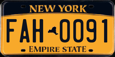 NY license plate FAH0091