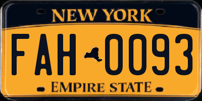 NY license plate FAH0093