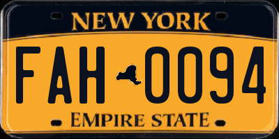 NY license plate FAH0094