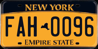 NY license plate FAH0096