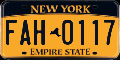 NY license plate FAH0117