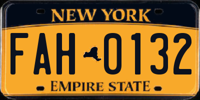 NY license plate FAH0132