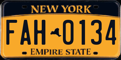 NY license plate FAH0134