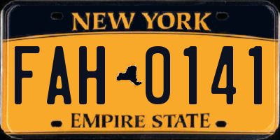 NY license plate FAH0141