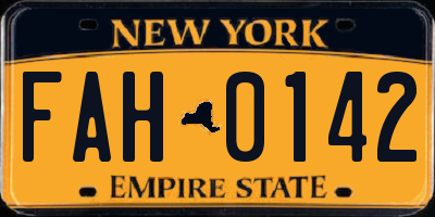 NY license plate FAH0142