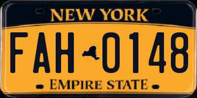 NY license plate FAH0148