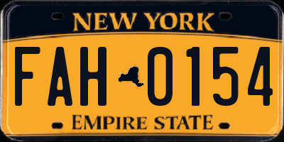 NY license plate FAH0154