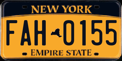 NY license plate FAH0155