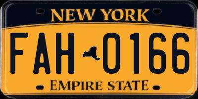 NY license plate FAH0166