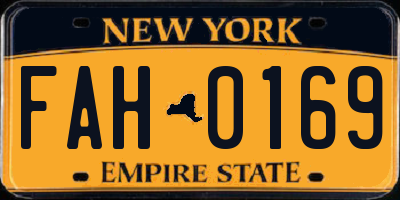 NY license plate FAH0169