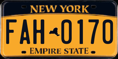 NY license plate FAH0170