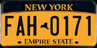 NY license plate FAH0171