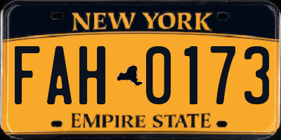 NY license plate FAH0173