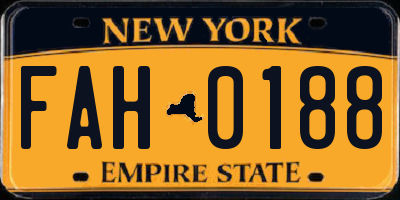 NY license plate FAH0188