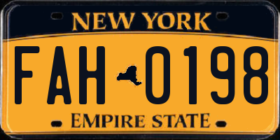 NY license plate FAH0198