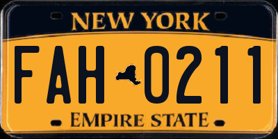 NY license plate FAH0211